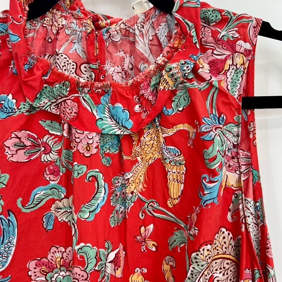 Tyler Böe Red Dragon Mini Dress Frill Neck Sleeve Floral Red Animal XL - Picture 4 of 10